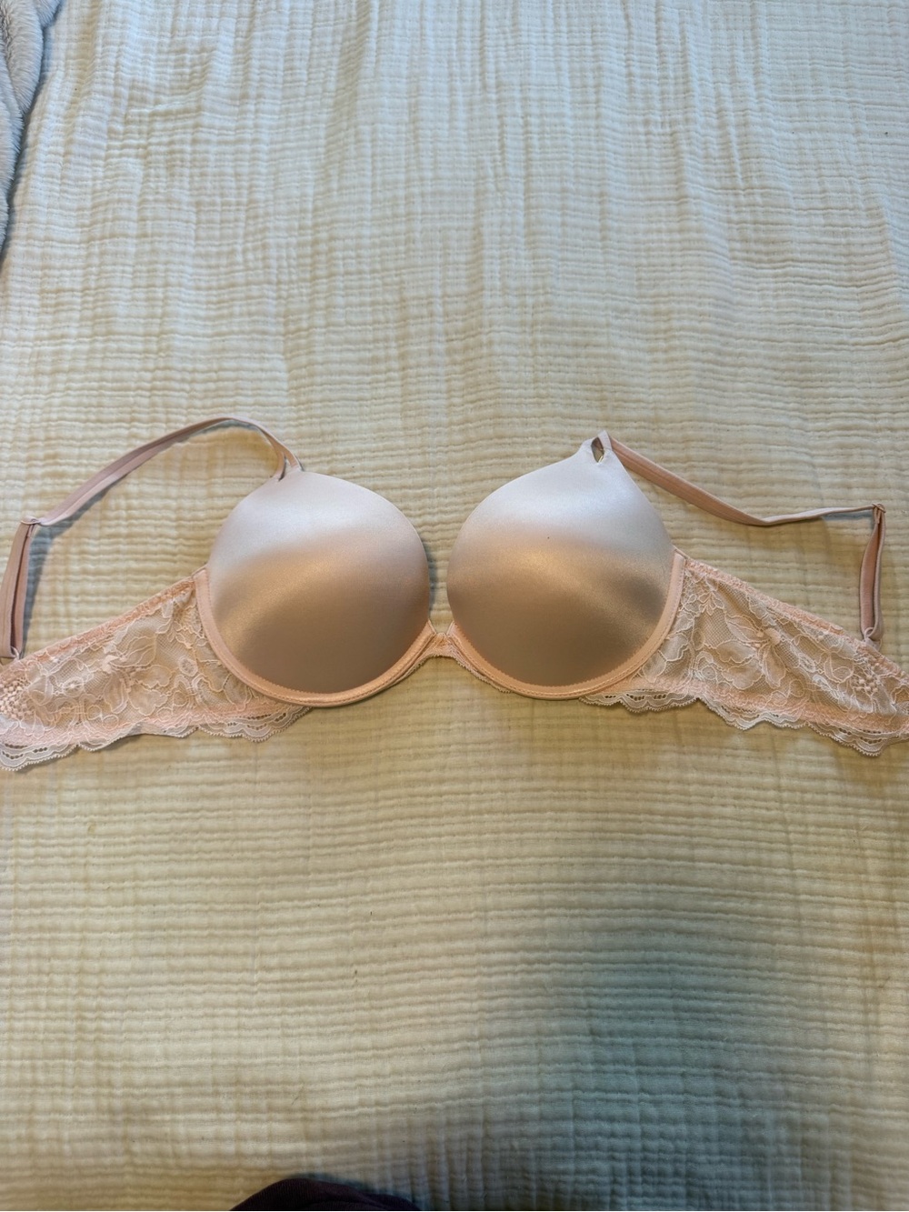 Victoria's Secret Pale Pink Satin & Lace Push-Up Bra